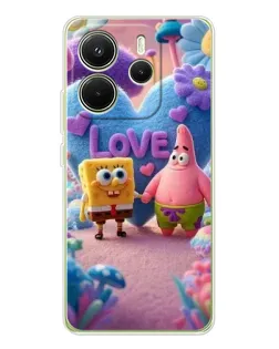 Чехол для Xiaomi Redmi Note 14 4G (EU) с картинкой «Губка Боб Патрик»