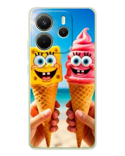 Чехол для Xiaomi Redmi Note 14 4G (EU) с картинкой «Спанч Боб мороженое»