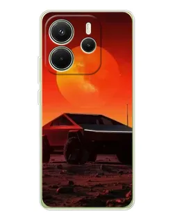 Чехол для Xiaomi Redmi Note 14 4G (EU) с картинкой «Cybertruck на Марсе»