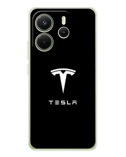 Чехол для Xiaomi Redmi Note 14 4G (EU) с картинкой «Tesla White Logo»