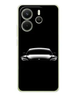 Чехол для Xiaomi Redmi Note 14 4G (EU) с картинкой «Фары Tesla Night»