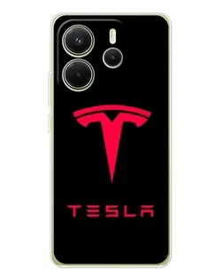 Чехол для Xiaomi Redmi Note 14 4G (EU) с картинкой «Tesla Red Logo»