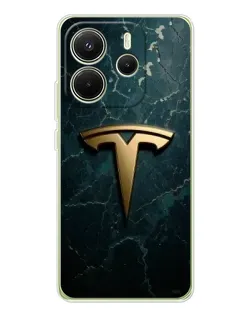 Чехол для Xiaomi Redmi Note 14 4G (EU) с картинкой «Мраморная Tesla Gold»