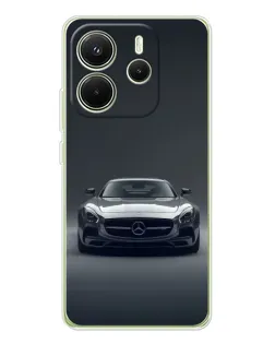 Чехол для Xiaomi Redmi Note 14 4G (EU) с картинкой «Mercedes на черном»