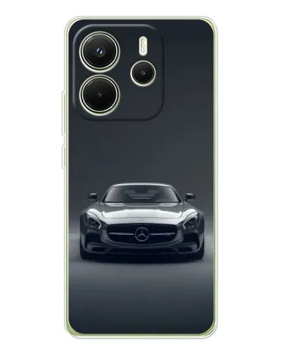 Чехол для Xiaomi Redmi Note 14 4G (EU) с картинкой «Mercedes на черном»