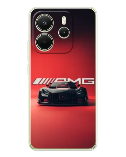 Чехол для Xiaomi Redmi Note 14 4G (EU) с картинкой «Mercedes AMG — красная линия»
