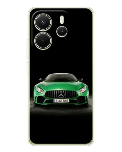 Чехол для Xiaomi Redmi Note 14 4G (EU) с картинкой «Mercedes — неоновый лого»