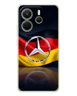 Чехол для Xiaomi Redmi Note 14 4G (EU) с картинкой «Mercedes — флаг Германии»