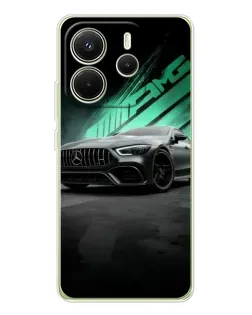 Чехол для Xiaomi Redmi Note 14 4G (EU) с картинкой «Темный Mercedes AMG»