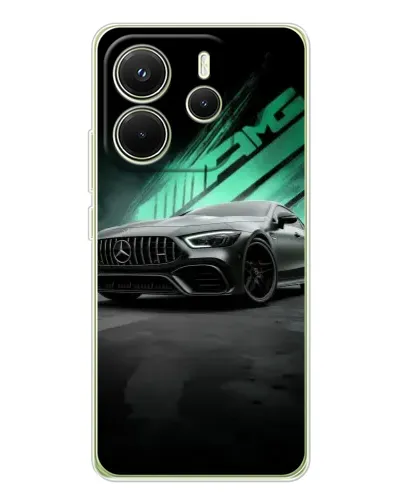 Чехол для Xiaomi Redmi Note 14 4G (EU) с картинкой «Темный Mercedes AMG»