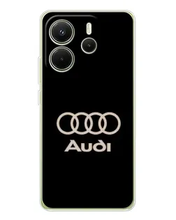 Чехол для Xiaomi Redmi Note 14 4G (EU) с картинкой «Audi — золотой логотип»