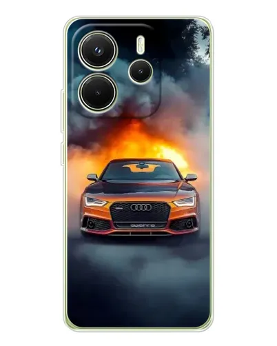 Чехол для Xiaomi Redmi Note 14 4G (EU) с картинкой «Audi в огненном дыму» Чехол для Xiaomi Redmi Note 14 4G (EU) с картинкой «Audi в огненном дыму»