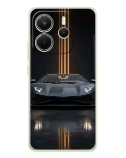 Чехол для Xiaomi Redmi Note 14 4G (EU) с картинкой «Lamborghini золотые линии»