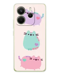Чехол для Xiaomi Redmi Note 14 4G (EU) с картинкой «Pusheen трио»