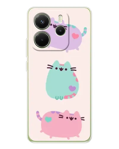 Чехол для Xiaomi Redmi Note 14 4G (EU) с картинкой «Pusheen трио»