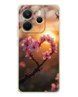 Чехол для Xiaomi Redmi Note 14 4G (EU) с картинкой «Розовый цвет сердце на фоне заката» Чехол для Xiaomi Redmi Note 14 4G (EU) с картинкой «Розовый цвет сердце на фоне заката»