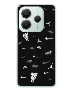Чехол для Xiaomi Redmi Note 14 5G с картинкой «Nike Black Pattern»