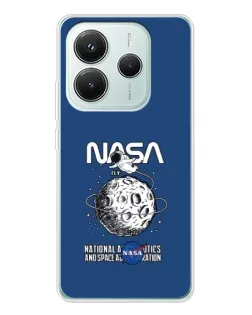 Чехол для Xiaomi Redmi Note 14 5G с картинкой «NASA — лунная миссия»