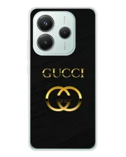 Чехол для Xiaomi Redmi Note 14 5G с картинкой «Золотой логотип Gucci»