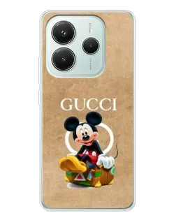 Чехол для Xiaomi Redmi Note 14 5G с картинкой «Микки Маус Gucci — крафт»