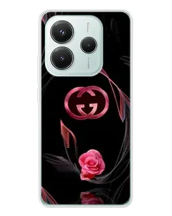 Чехол для Xiaomi Redmi Note 14 5G с картинкой «Gucci — неоновая роза»