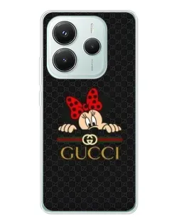 Чехол для Xiaomi Redmi Note 14 5G с картинкой «Минни Маус Gucci — черный»
