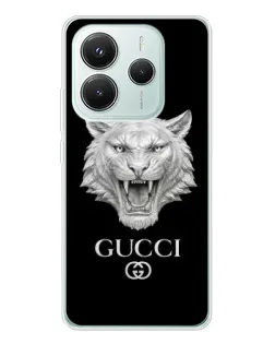 Чехол для Xiaomi Redmi Note 14 5G с картинкой «Gucci — серебряный лев»