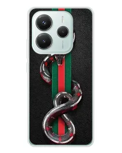 Чехол для Xiaomi Redmi Note 14 5G с картинкой «Gucci — змея на полосе»