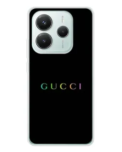 Чехол для Xiaomi Redmi Note 14 5G с картинкой «Gucci — неоновый минимализм»
