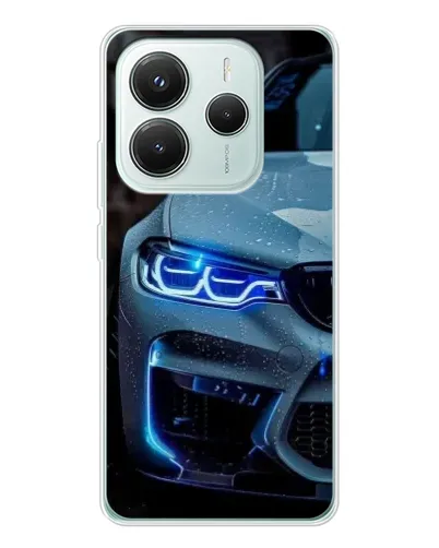 Чехол для Xiaomi Redmi Note 14 5G с картинкой «Взгляд BMW с синими фарами»