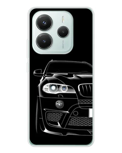 Чехол для Xiaomi Redmi Note 14 5G с картинкой «Темный силуэт BMW»
