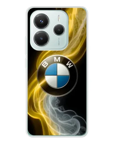 Чехол для Xiaomi Redmi Note 14 5G с картинкой «Золотистый дым BMW»