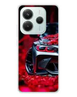 Чехол для Xiaomi Redmi Note 14 5G с картинкой «Спортивная BMW и цветы» Чехол для Xiaomi Redmi Note 14 5G с картинкой «Спортивная BMW и цветы»