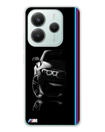 Чехол для Xiaomi Redmi Note 14 5G с картинкой «Силуэт BMW в темноте»