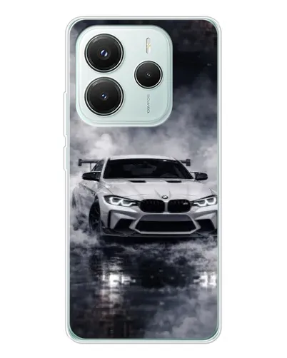 Чехол для Xiaomi Redmi Note 14 5G с картинкой «BMW сквозь туман»