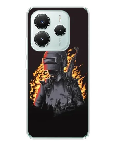 Чехол для Xiaomi Redmi Note 14 5G с картинкой «PUBG — огненный силуэт» Чехол для Xiaomi Redmi Note 14 5G с картинкой «PUBG — огненный силуэт»