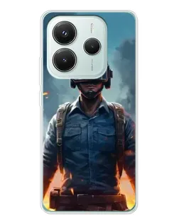 Чехол для Xiaomi Redmi Note 14 5G с картинкой «PUBG — реалистичный герой»