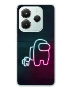 Чехол для Xiaomi Redmi Note 14 5G с картинкой «Among Us неон-арт»
