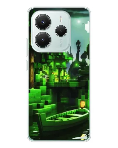 Чехол для Xiaomi Redmi Note 14 5G с картинкой «Minecraft лесной пейзаж»