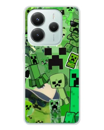 Чехол для Xiaomi Redmi Note 14 5G с картинкой «Криперы Minecraft»