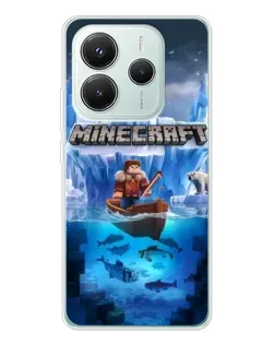 Чехол для Xiaomi Redmi Note 14 5G с картинкой «Minecraft ледяной мир»