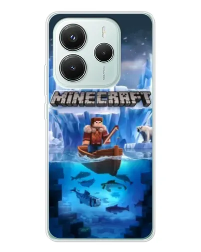 Чехол для Xiaomi Redmi Note 14 5G с картинкой «Minecraft ледяной мир»