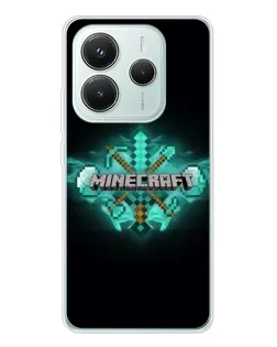 Чехол для Xiaomi Redmi Note 14 5G с картинкой «Minecraft Diamond лого»