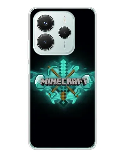 Чехол для Xiaomi Redmi Note 14 5G с картинкой «Minecraft Diamond лого»