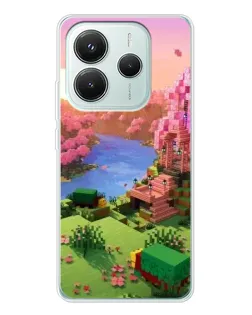Чехол для Xiaomi Redmi Note 14 5G с картинкой «Розовое дерево Minecraft»