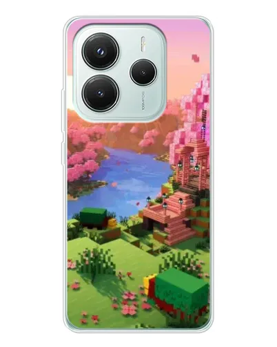 Чехол для Xiaomi Redmi Note 14 5G с картинкой «Розовое дерево Minecraft»