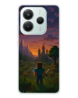 Чехол для Xiaomi Redmi Note 14 5G с картинкой «Стив у башни»