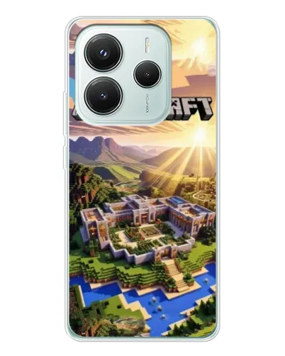 Чехол для Xiaomi Redmi Note 14 5G с картинкой «Minecraft панорама»