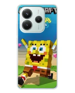 Чохол для Xiaomi Redmi Note 14 5G з картинкою «Губка Боб Minecraft»