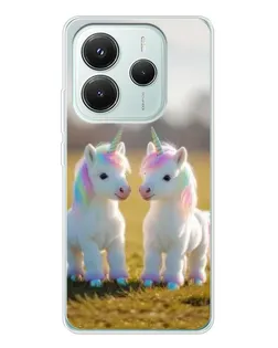 Чехол для Xiaomi Redmi Note 14 5G с картинкой «Пара единорогов»